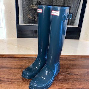 Hunter Original Tall Gloss Rain Boots Green Jasper